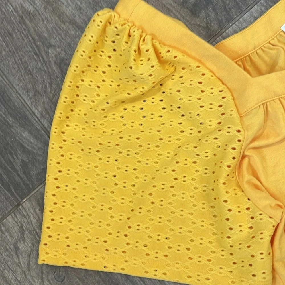 Michael Kors Yellow Eyelet Sleeve Blouse